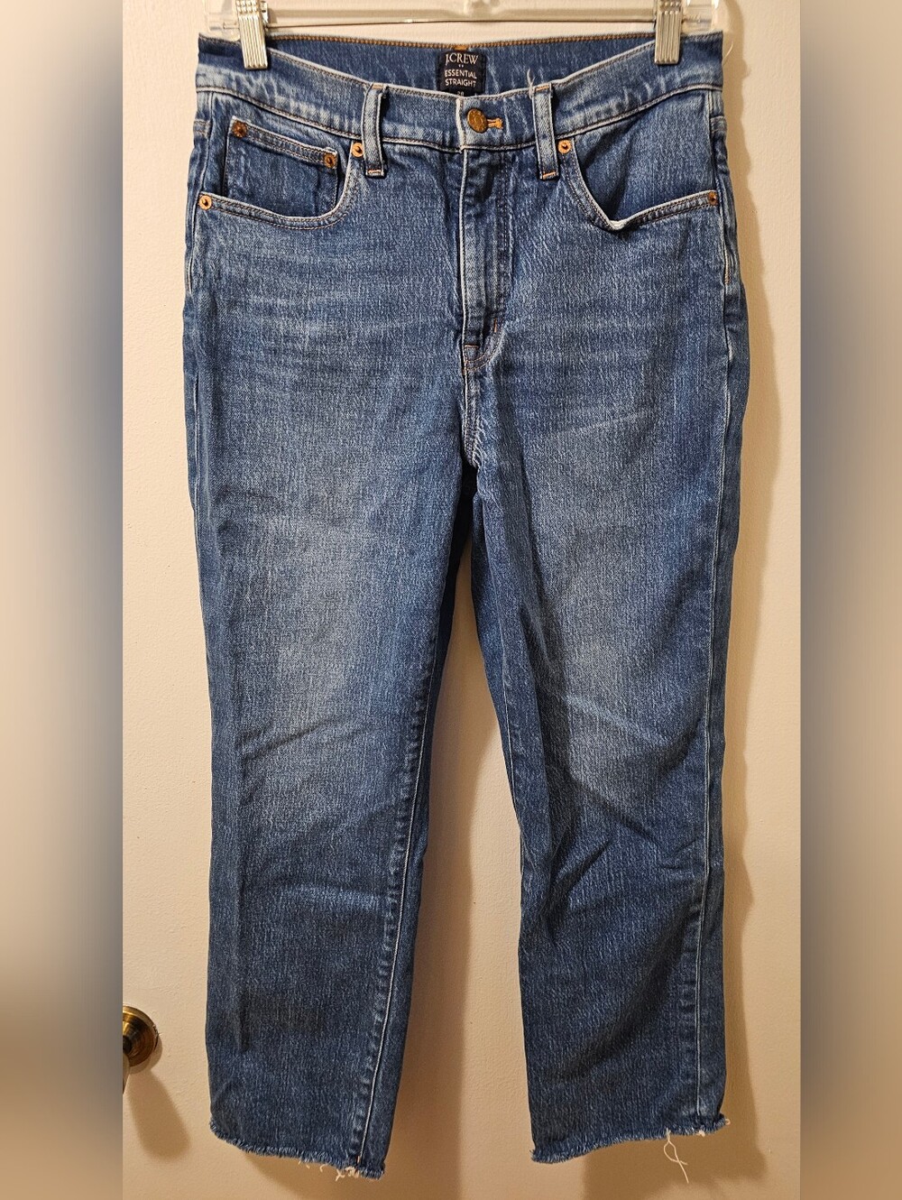 J.Crew Essential Straight Raw Hem‎ Women's Size 28 Medium Blue Denim Jeans